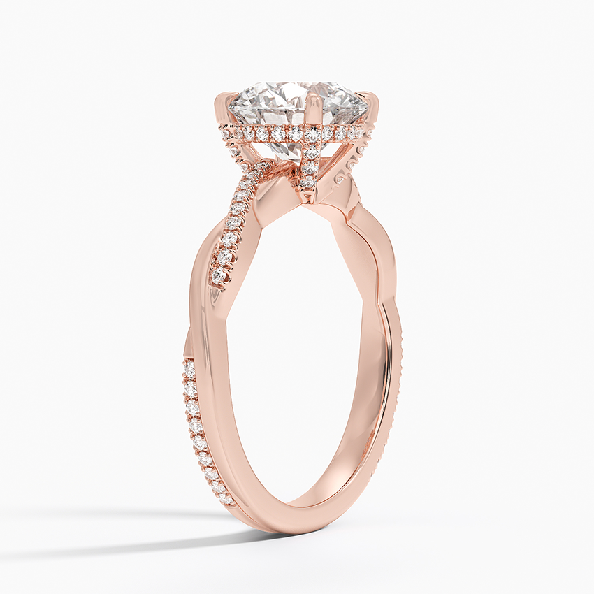 Petite Twisted Vine Hidden Halo Pavé Diamond Engagement Ring