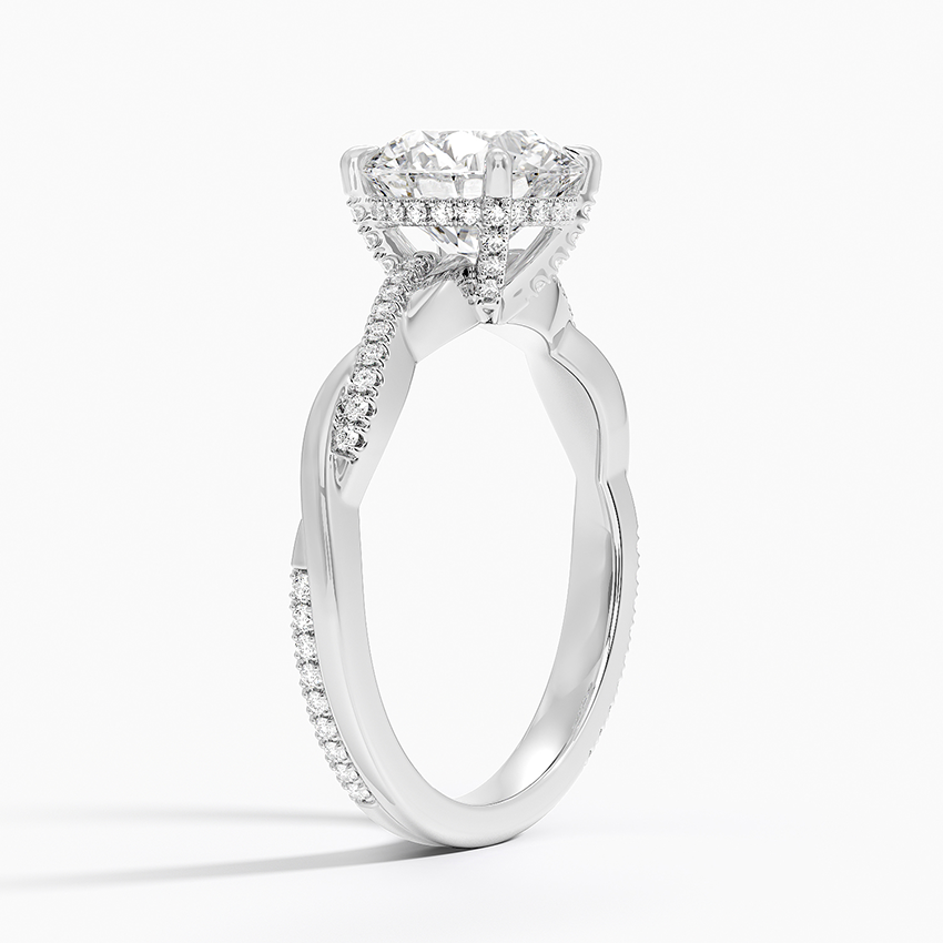 Petite Twisted Vine Hidden Halo Pavé Diamond Engagement Ring