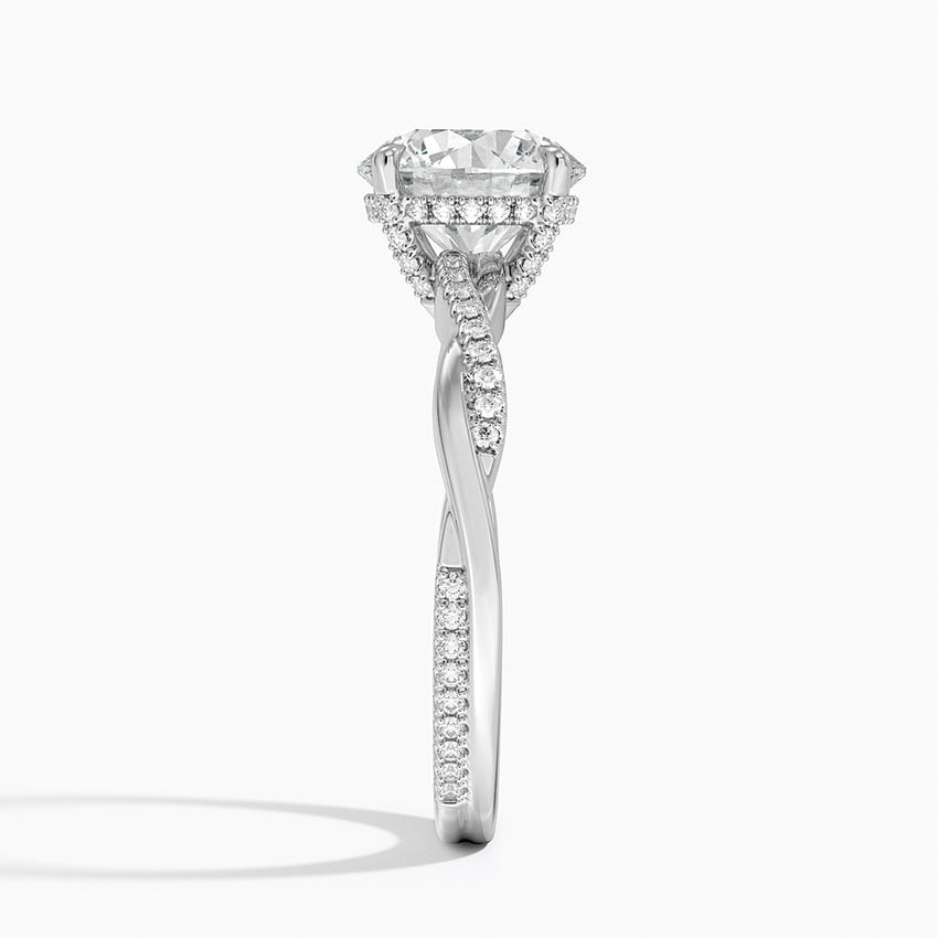 Petite Twisted Vine Hidden Halo Pavé Diamond Engagement Ring
