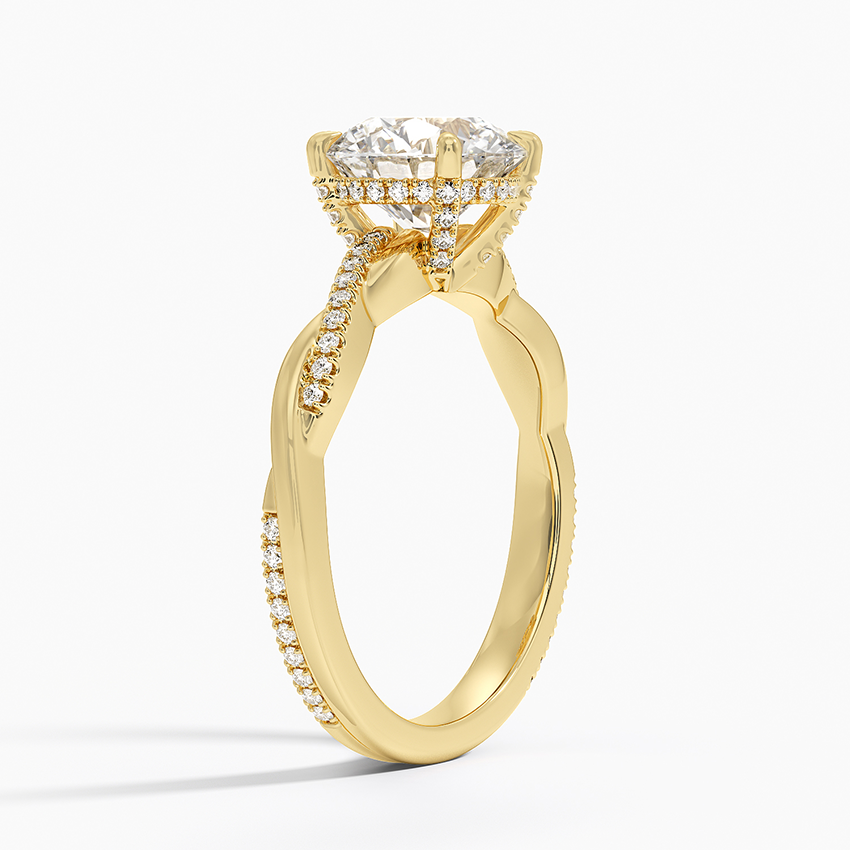 Petite Twisted Vine Hidden Halo Pavé Diamond Engagement Ring