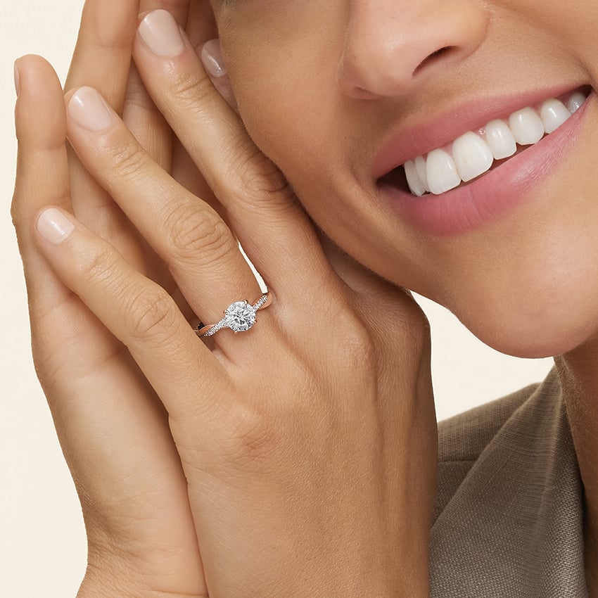 Petite Twisted Vine Hidden Halo Pavé Diamond Engagement Ring