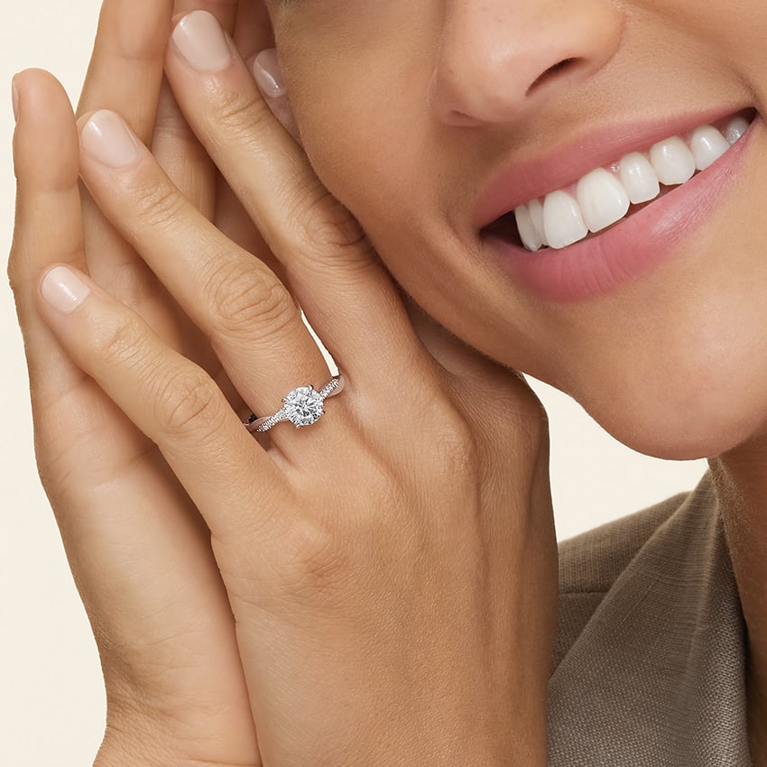 Petite Twisted Vine Hidden Halo Pavé Diamond Engagement Ring
