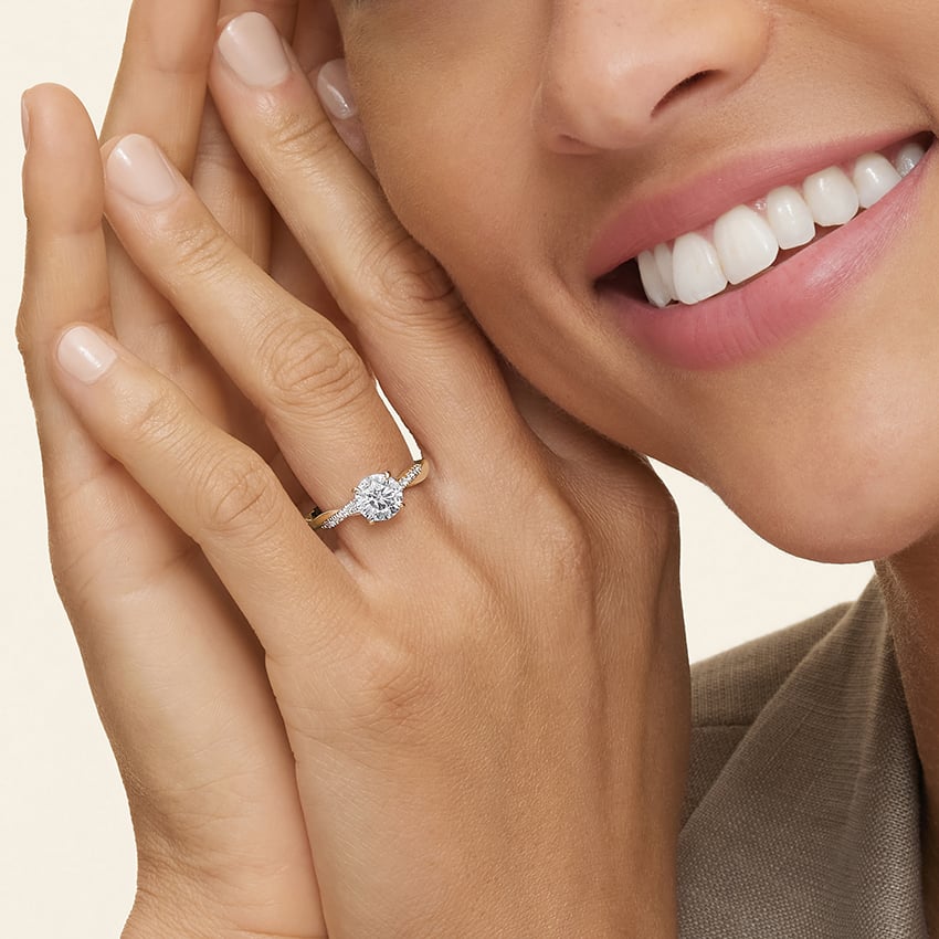 Petite Twisted Vine Hidden Halo Pavé Diamond Engagement Ring