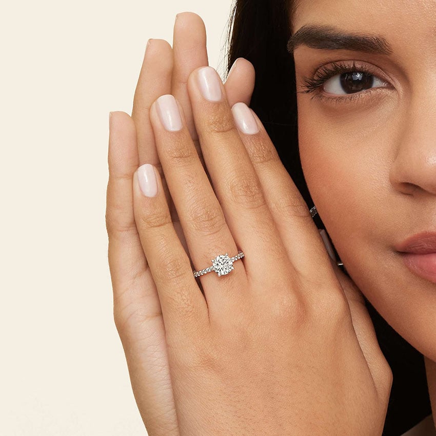 Petite Shared Prong Three-Quarter Coverage Diamond Engagement Ring