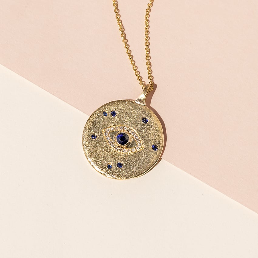 Evil Eye Sapphire and Diamond Medallion