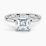 Comfort Fit 2mm Solitaire Engagement Ring with a Asscher cut diamond in white gold — top view