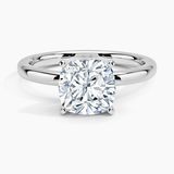 Comfort Fit 2mm Solitaire Engagement Ring with a Cushion cut diamond in white gold — top view