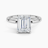 Comfort Fit 2mm Solitaire Engagement Ring with a Emerald cut diamond in white gold — top view