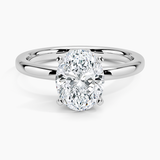 Comfort Fit 2mm Solitaire Engagement Ring with a Oval cut diamond in white gold — top view