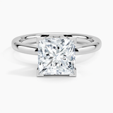 Comfort Fit 2mm Solitaire Engagement Ring with a Princess cut diamond in white gold — top view