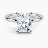 Comfort Fit 2mm Solitaire Engagement Ring with a Radiant cut diamond in white gold — top view