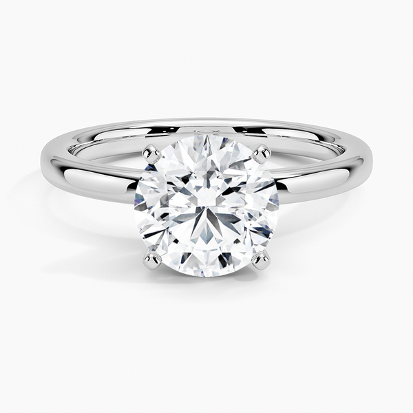Comfort Fit 2mm Solitaire Engagement Ring with a Round cut diamond in white gold — top view