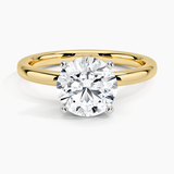 Comfort Fit 2mm Solitaire Engagement Ring with a Round cut diamond in yellow gold — top view
