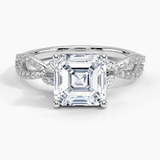 Luxe Willow Diamond Engagement Ring with a Asscher cut diamond in white gold — top view