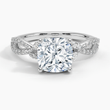 Luxe Willow Diamond Engagement Ring with a Cushion cut diamond in white gold — top view