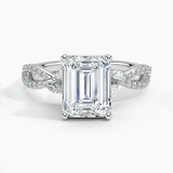 Luxe Willow Diamond Engagement Ring with a Emerald cut diamond in white gold — top view