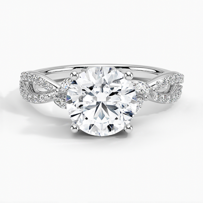 Luxe Willow Diamond Engagement Ring with a Round cut diamond in white gold — top view