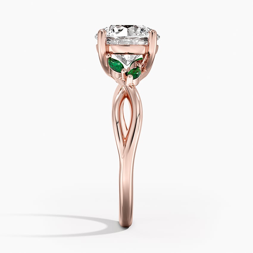 Willow Engagement Ring with Lab Emerald Accents