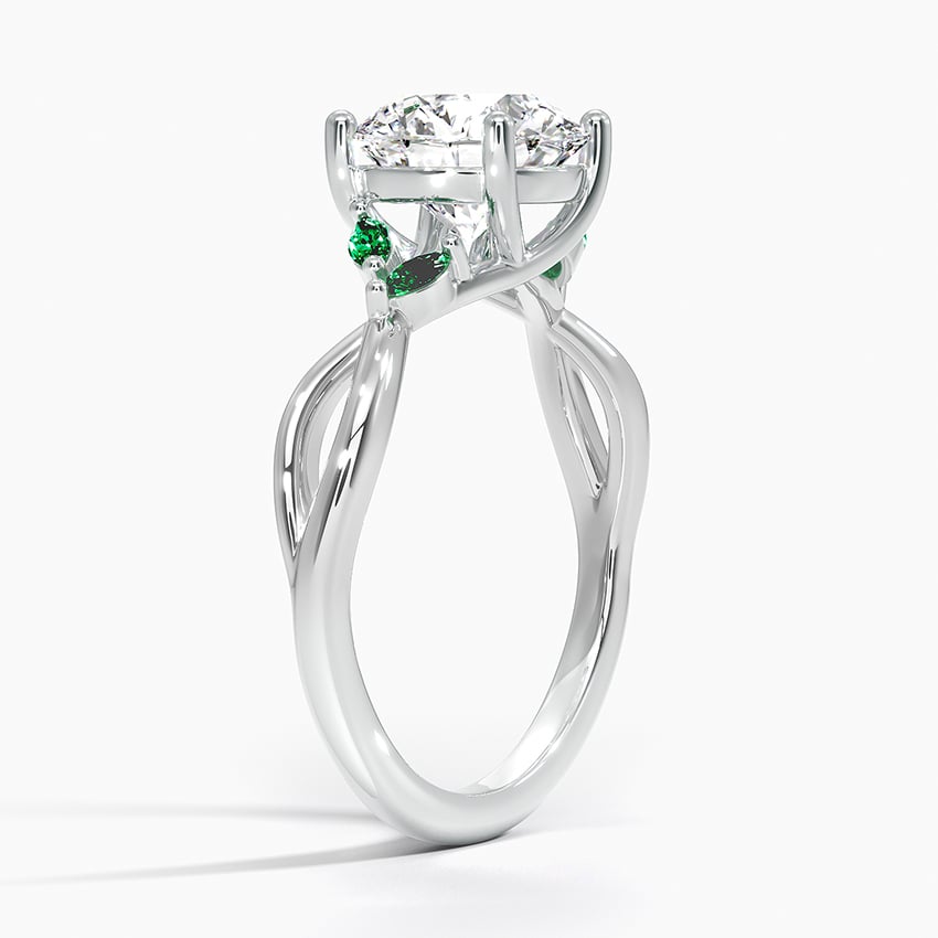 Willow Engagement Ring with Lab Emerald Accents