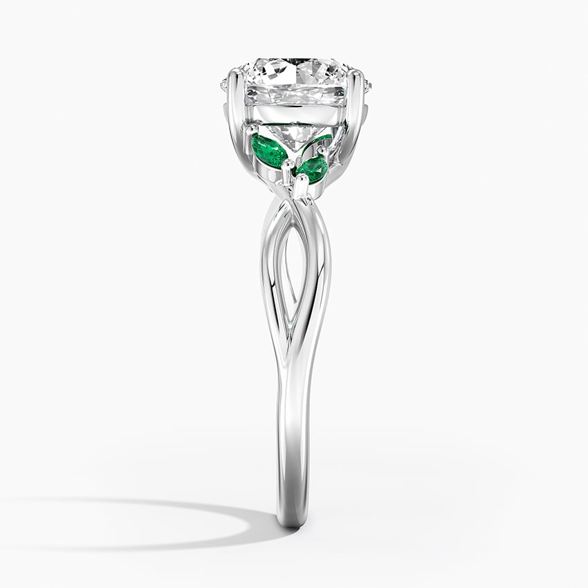 Willow Engagement Ring with Lab Emerald Accents
