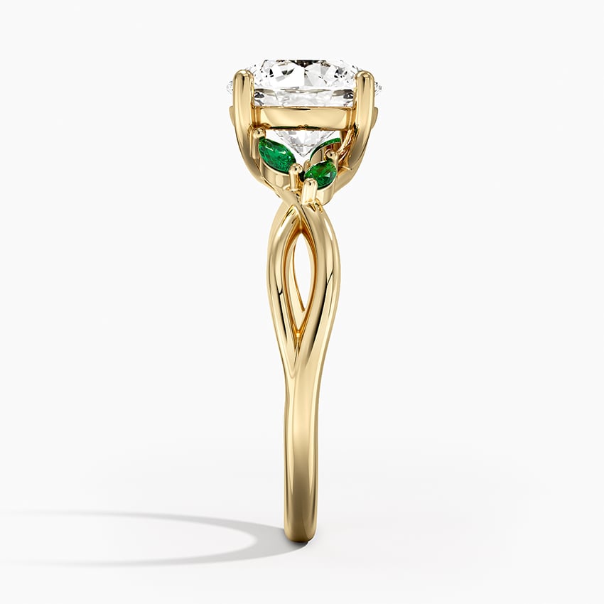 Willow Engagement Ring with Lab Emerald Accents