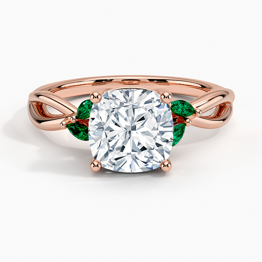 Willow Engagement Ring with Lab Emerald Accents