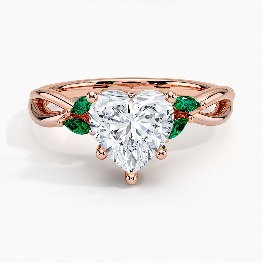 Willow Engagement Ring with Lab Emerald Accents