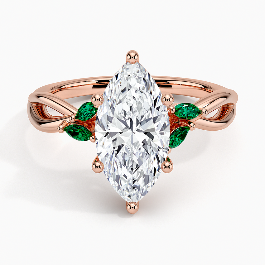 Willow Engagement Ring with Lab Emerald Accents