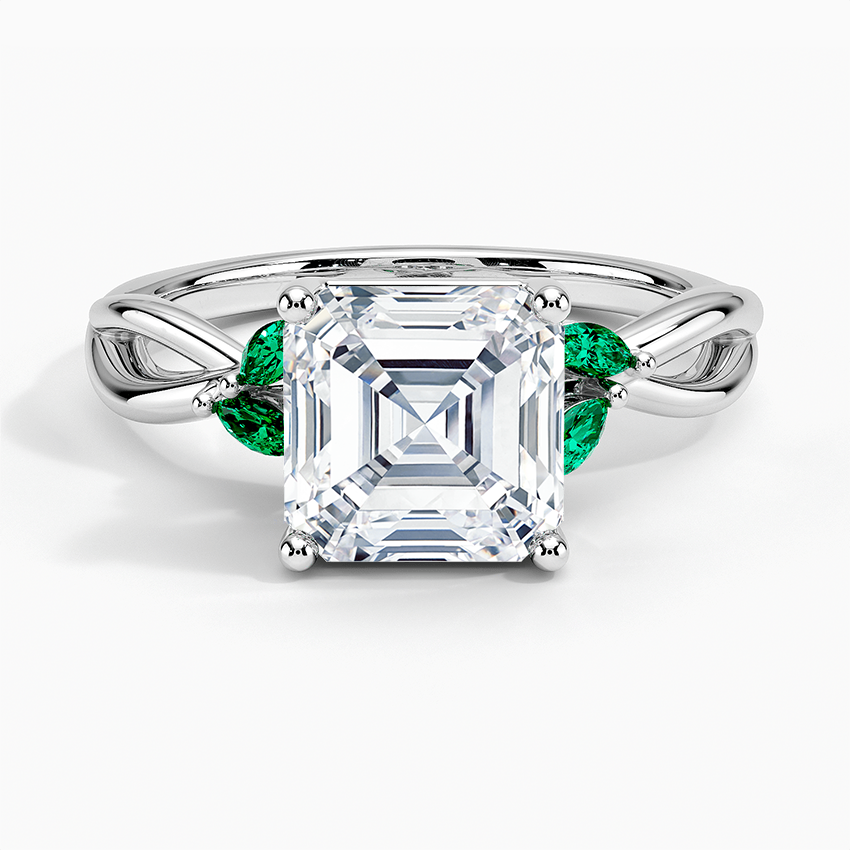 Willow Engagement Ring with Lab Emerald Accents