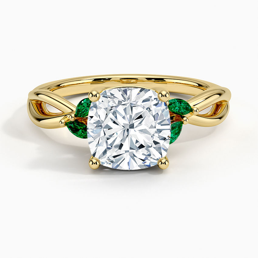 Willow Engagement Ring with Lab Emerald Accents