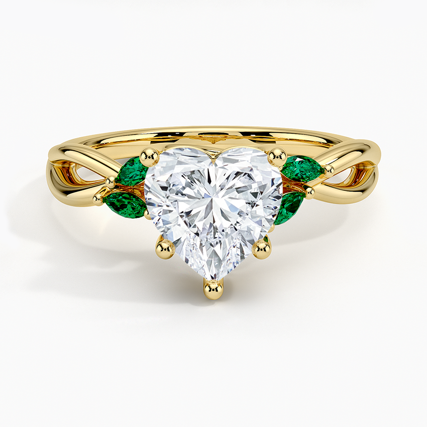 Willow Engagement Ring with Lab Emerald Accents