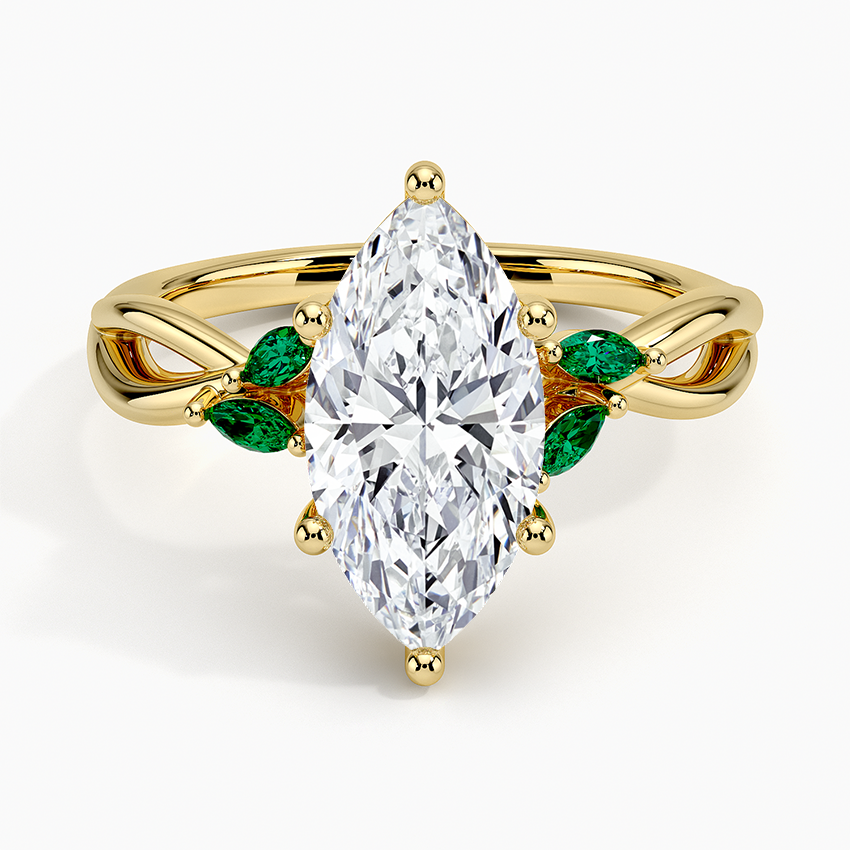 Willow Engagement Ring with Lab Emerald Accents