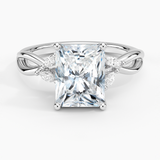 Willow Diamond Engagement Ring with a Radiant cut diamond in white gold — top view
