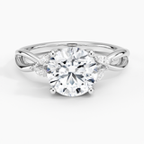 Willow Diamond Engagement Ring with a Round cut diamond in white gold — top view