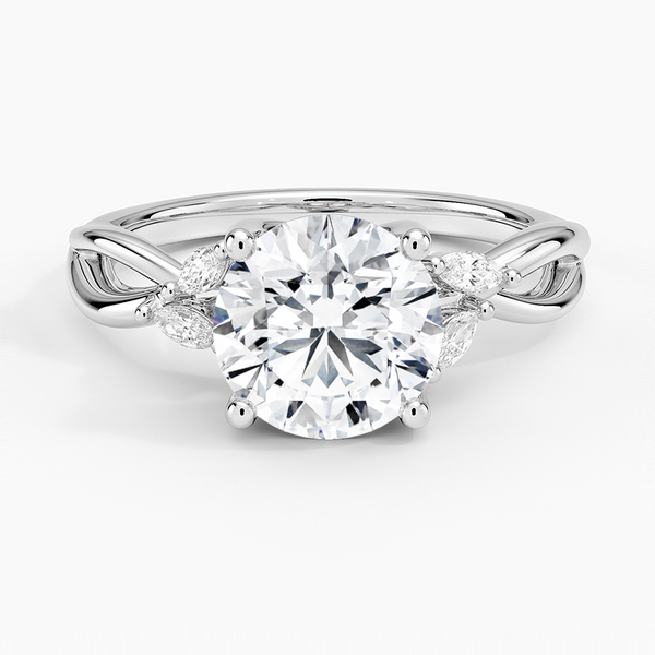 Willow Diamond Engagement Ring with a Round cut diamond in white gold — top view