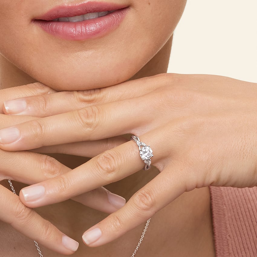 Willow Engagement Ring with Sapphire Accents