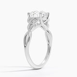Celtic Love Knot Engagement Ring with a Round cut diamond in white gold — side view