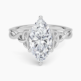 Celtic Love Knot Engagement Ring with a Marquise cut diamond in white gold — top view