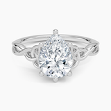 Celtic Love Knot Engagement Ring with a Pear cut diamond in white gold — top view