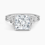 Celtic Love Knot Engagement Ring with a Princess cut diamond in white gold — top view