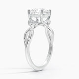 Budding Willow Solitaire Engagement Ring with a Round cut diamond in white gold — side view