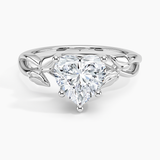 Budding Willow Solitaire Engagement Ring with a Heart cut diamond in white gold — top view