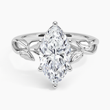 Budding Willow Solitaire Engagement Ring with a Marquise cut diamond in white gold — top view