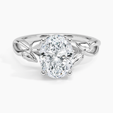 Budding Willow Solitaire Engagement Ring with a Oval cut diamond in white gold — top view
