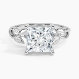 Budding Willow Solitaire Engagement Ring with a Princess cut diamond in white gold — top view