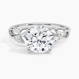 Budding Willow Solitaire Engagement Ring with a Round cut diamond in white gold — top view