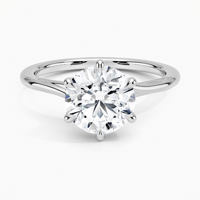 Delilah Twist Solitaire Engagement Ring with a Round cut diamond in white gold — top view