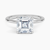 Four-Prong Comfort Fit 1.5mm Engagement Ring with a Asscher cut diamond in white gold — top view