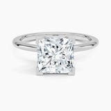Four-Prong Comfort Fit 1.5mm Engagement Ring with a Princess cut diamond in white gold — top view
