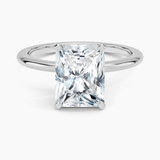 Four-Prong Comfort Fit 1.5mm Engagement Ring with a Radiant cut diamond in white gold — top view